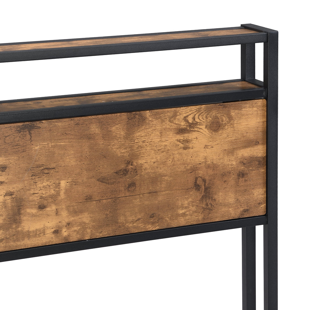 King Size Metal Platform Bed Frame with Wooden Headboard and Footboard D138