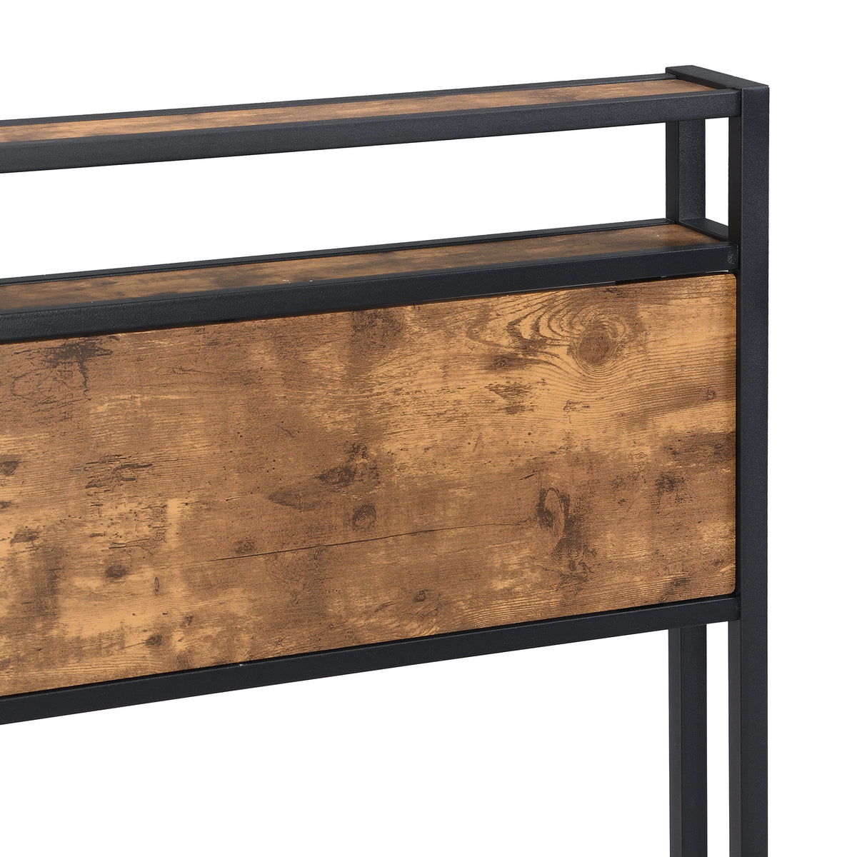 King Size Metal Platform Bed Frame with Wooden Headboard and Footboard D138