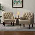 Beige PU Leather Accent Armchair Y690
