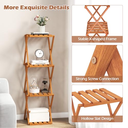 4-Tier Foldable Wooden Plant Stand F482635