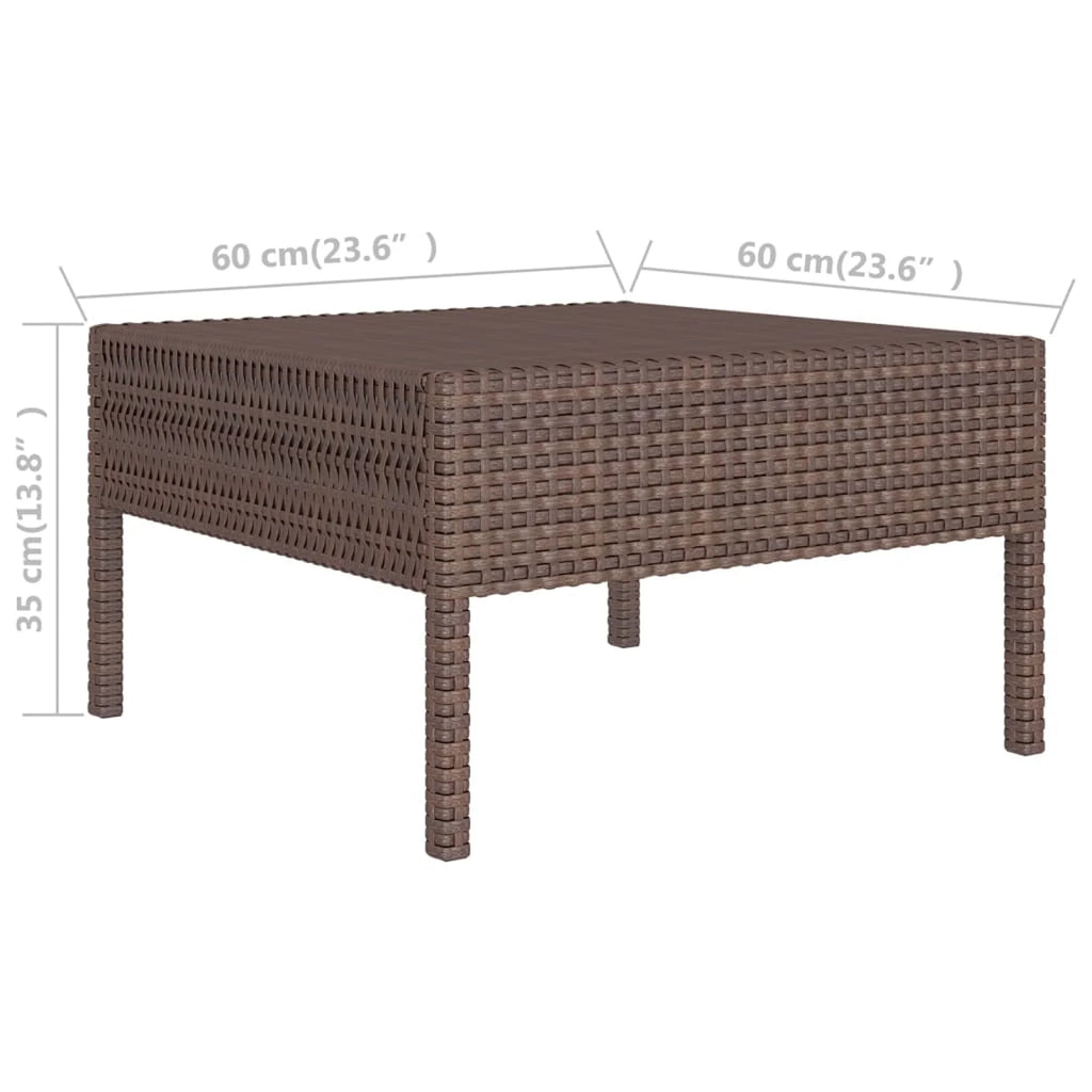 9 Piece Garden Conversation Set with Cushion and Footrest Brown Poly Rattan Sectional Outdoor Furniture Set D52800