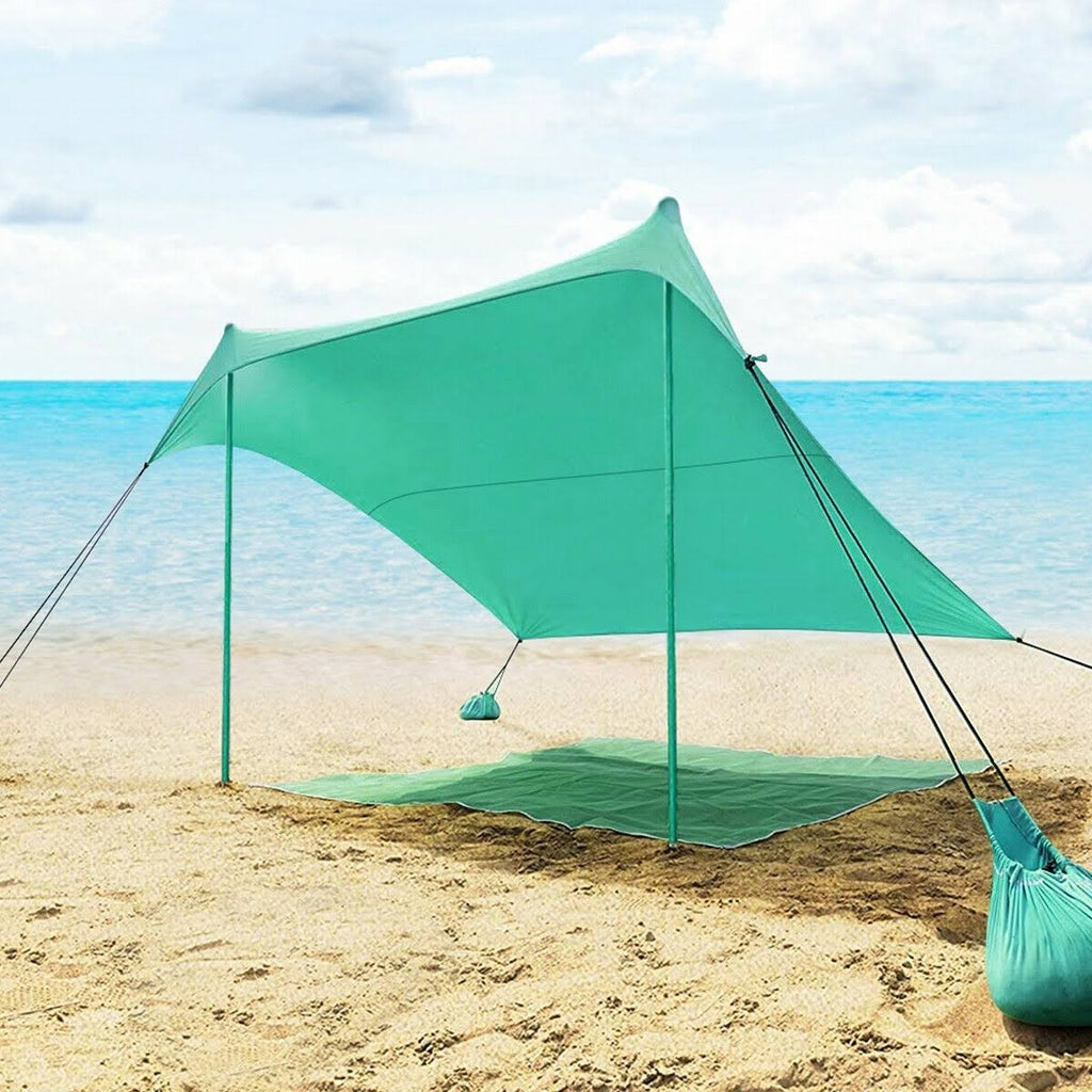 7 x 7 Family Beach Tent Canopy Sunshade with 4 Poles Green K880638