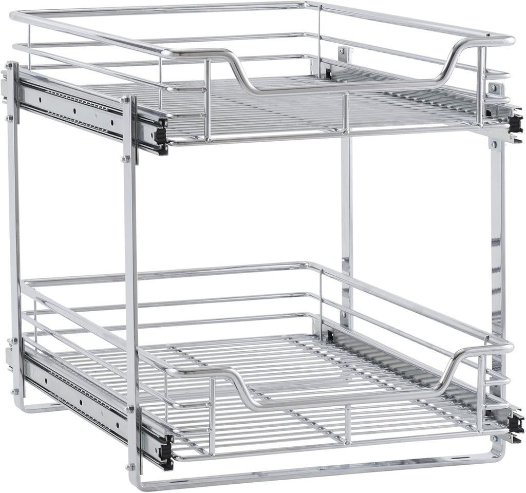 Chrome 2-Tier Sliding Cabinet Organizer V796