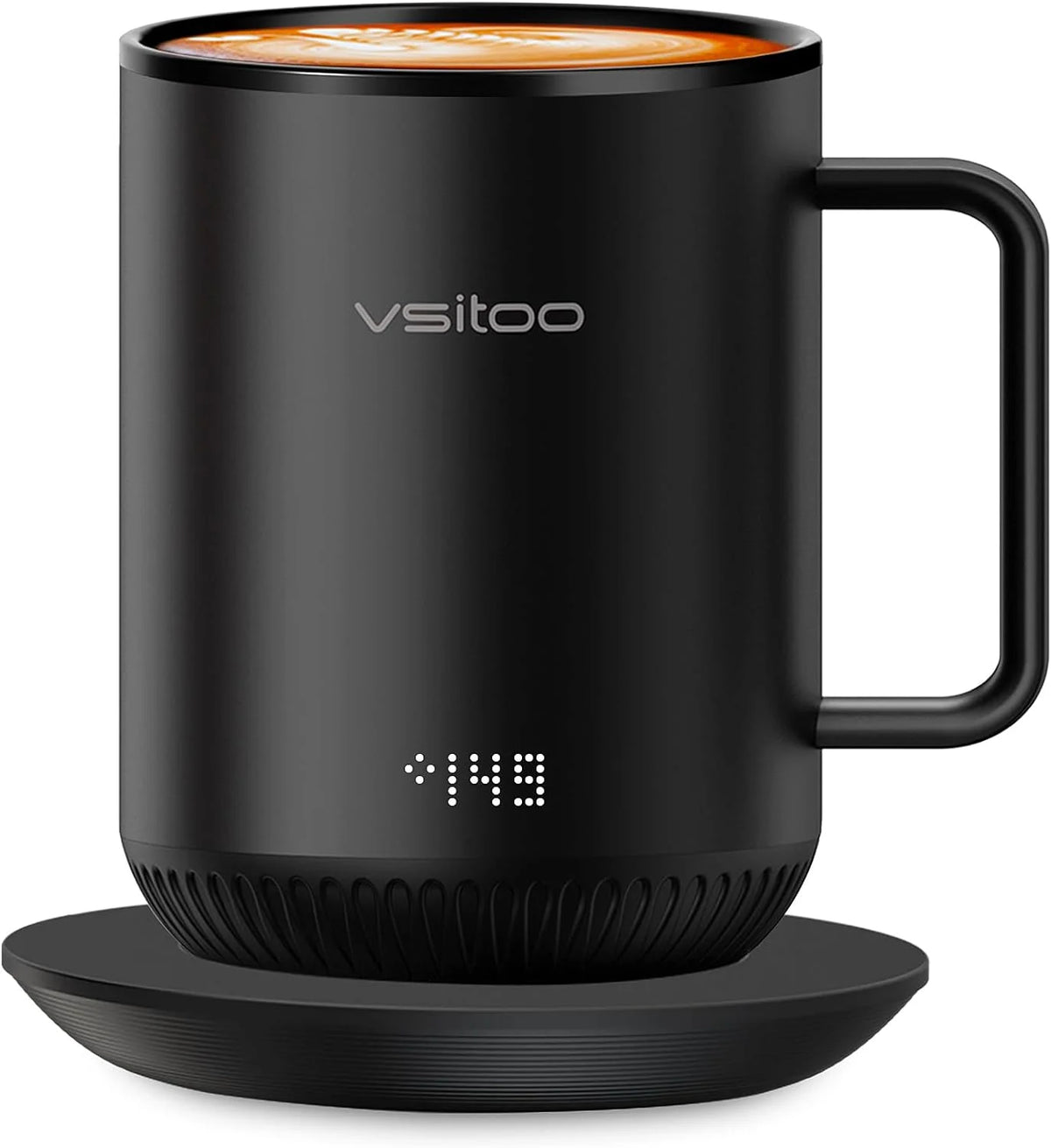 Black Self Heating Coffee Mug 10 oz with Lid U58452