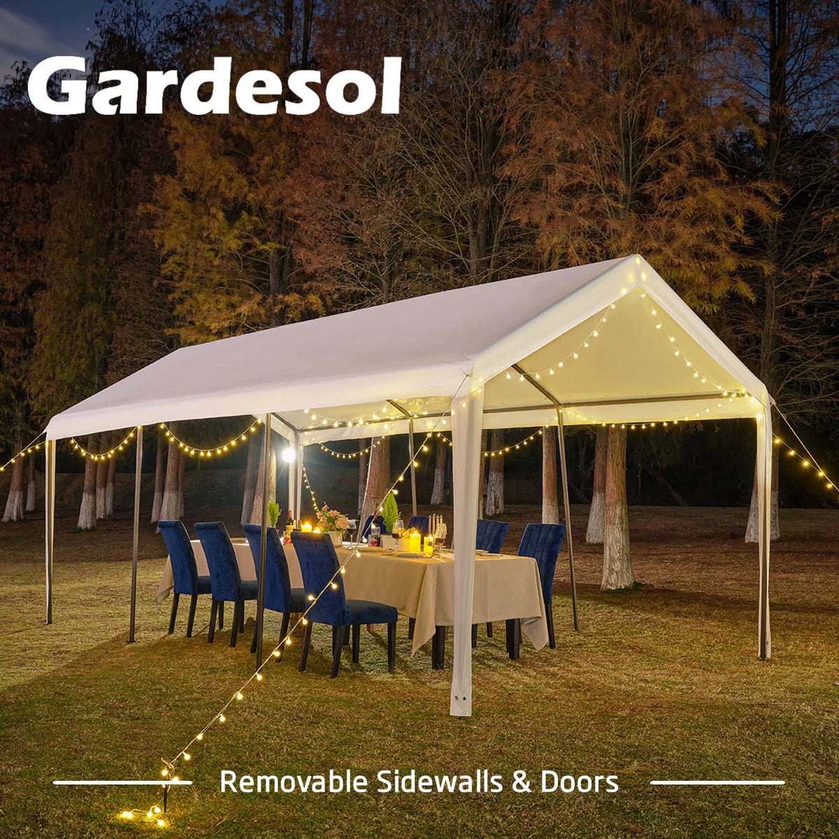 12'x20' Heavy Duty Carport with Removable Sidewalls & Doors Y1648
