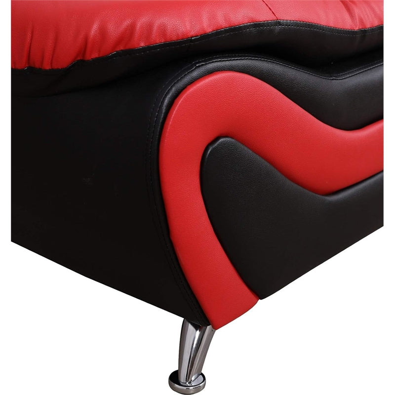 2 Piece Set Faux Leather Black & Red B546641