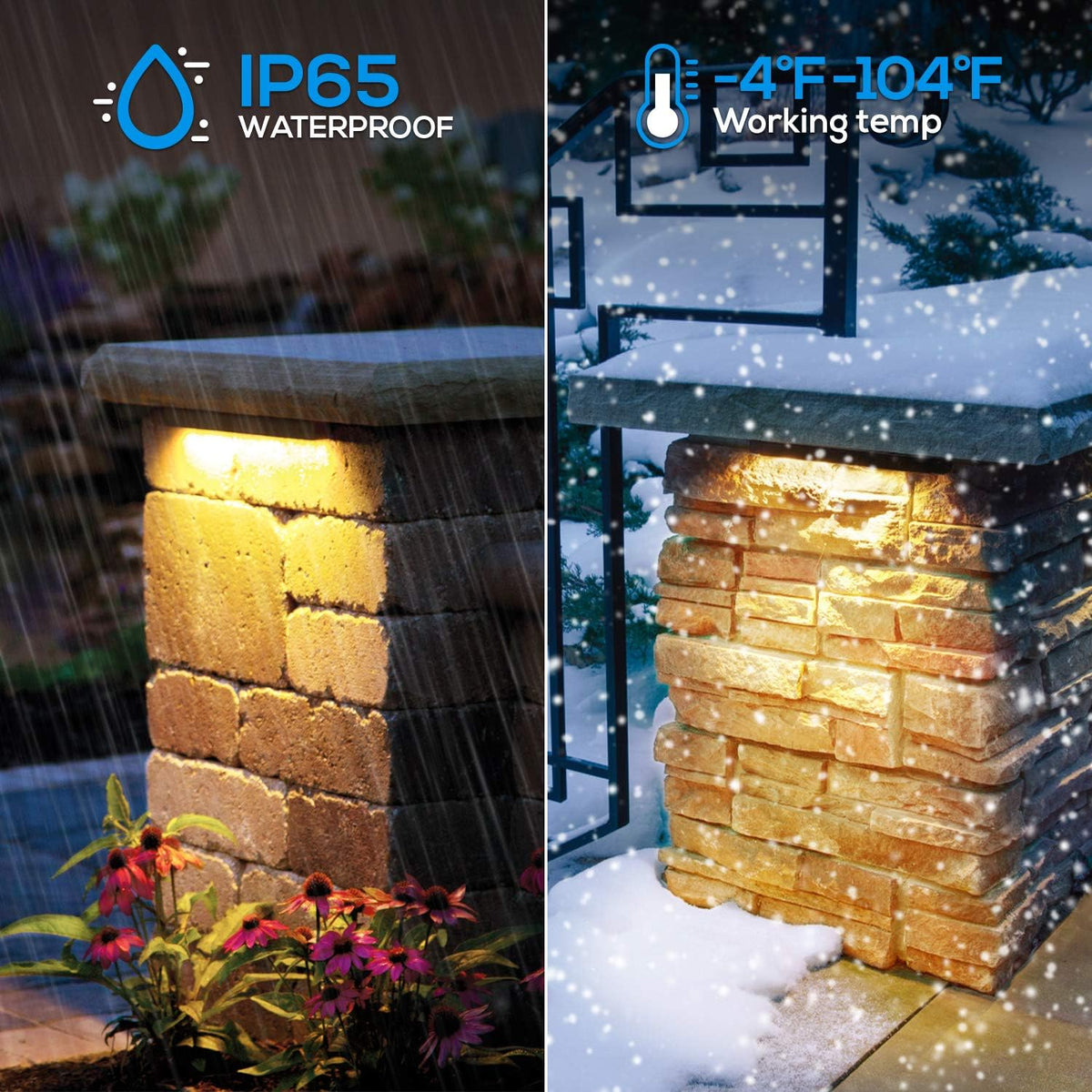8-Pack 12 Inch Dimmable LED Hardscape Lighting 120° Swivel IP65 Waterproof 3000K A95271