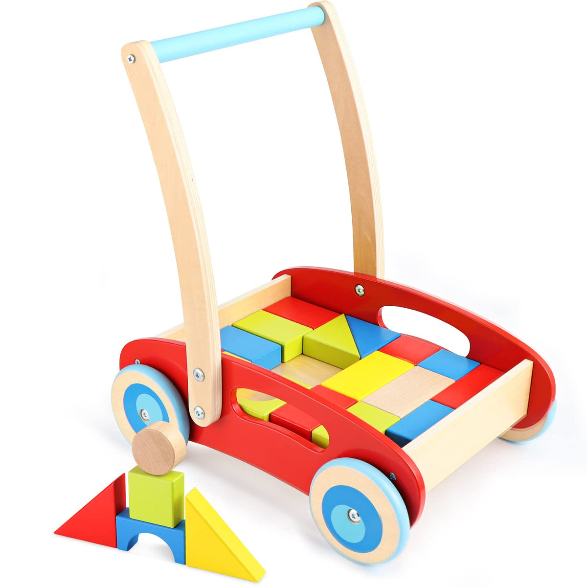Wooden Baby Walker with Building Blocks 35 PCs Pack of 2 G86796