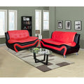 2 Piece Set Faux Leather Black & Red B546641