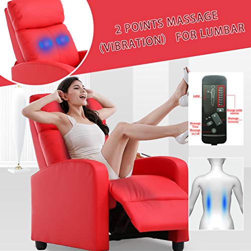 Black Recliner Chair with 2 Point Massage and Lumbar Support Q322