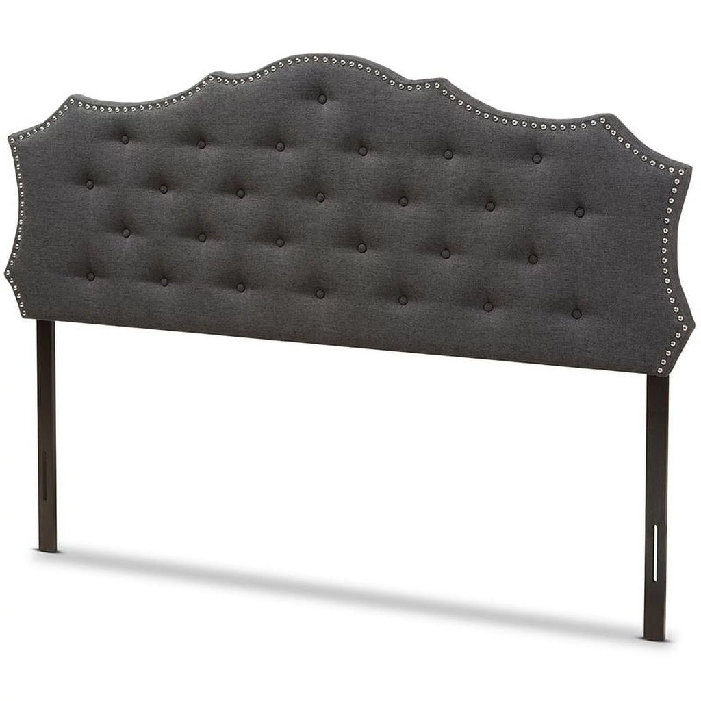 Gray Tufted Fabric King Panel Headboard V184