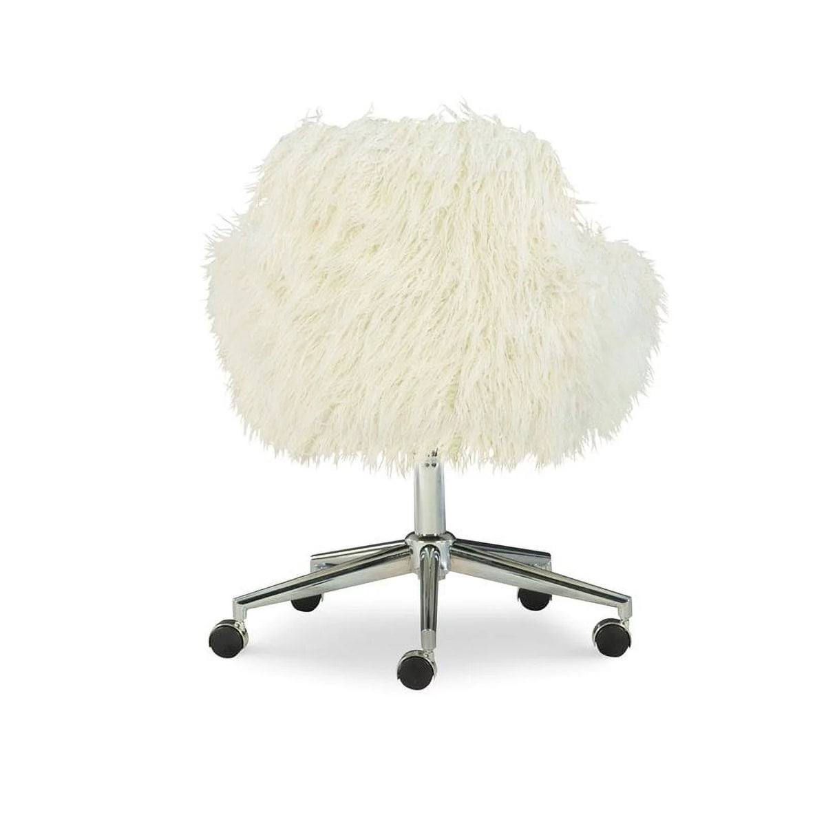 White Faux Fur Upholstered Office Chair P5508