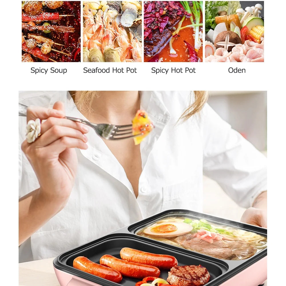 Electric Grill Pan 2 Speed 1200W Hot Pot Barbecue Machine J219688