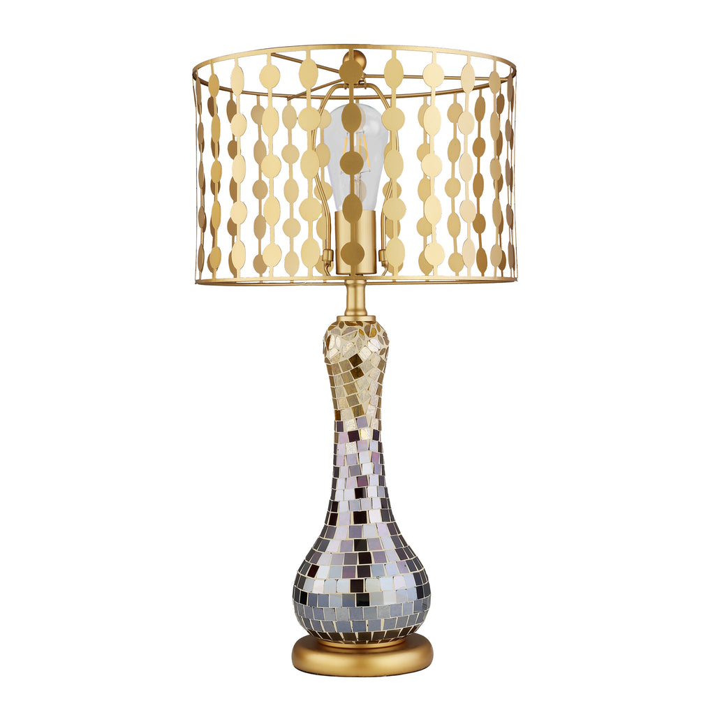 Silver and Gold Mirror Mosaic Table Lamp W22582