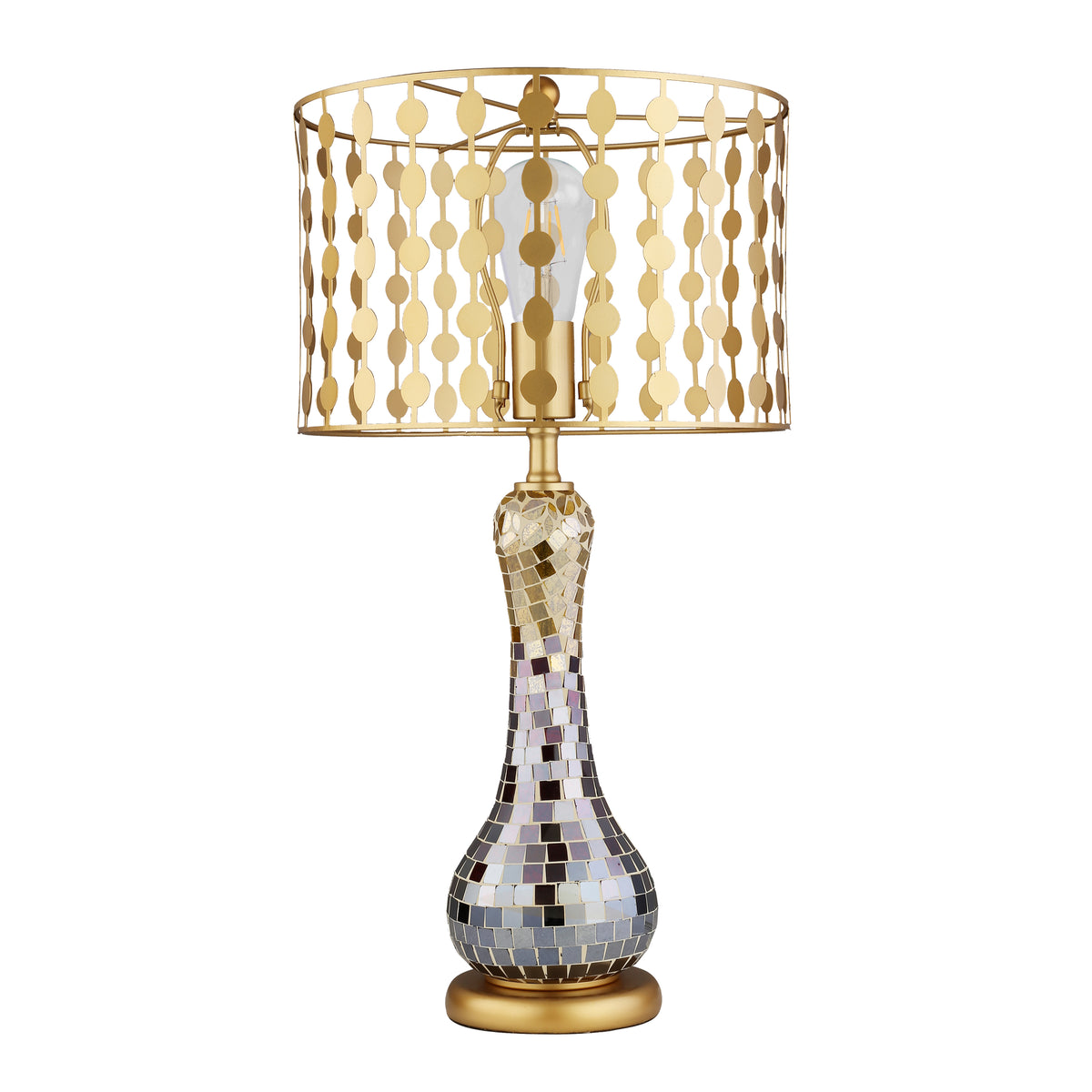 Silver and Gold Mirror Mosaic Table Lamp W22582