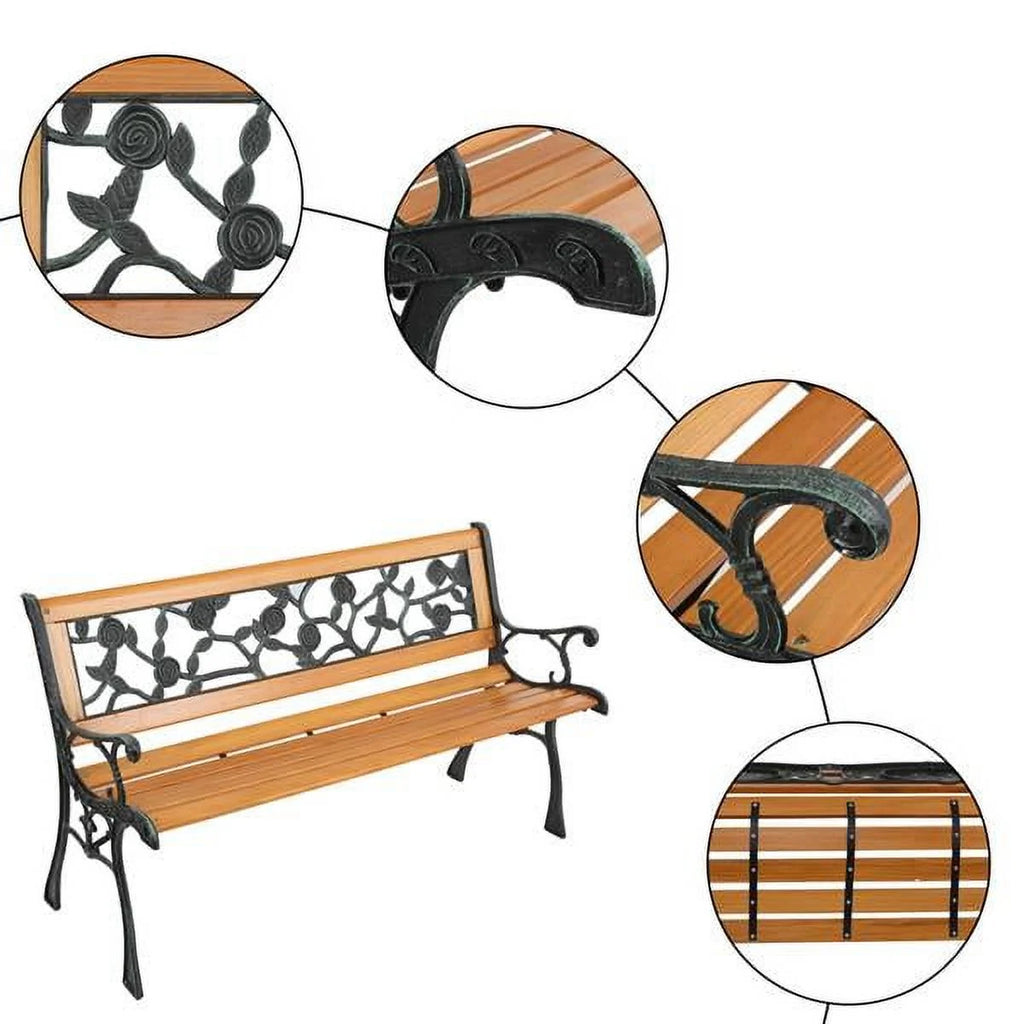 49" Hardwood Cast Iron Garden Bench L47065