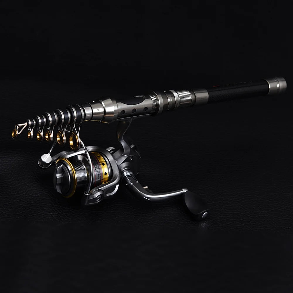 Telescopic Spinning Fishing Rod and Reel Combo Kit with Carrier Bag R47296