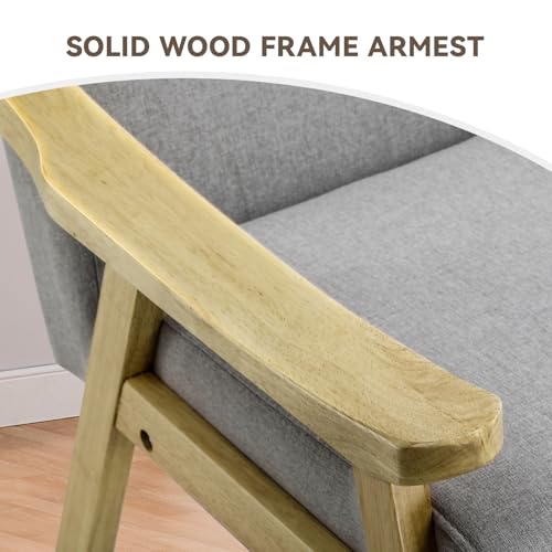 Mid Century Upholstered Accent Chair with Solid Wood Armrest H21338