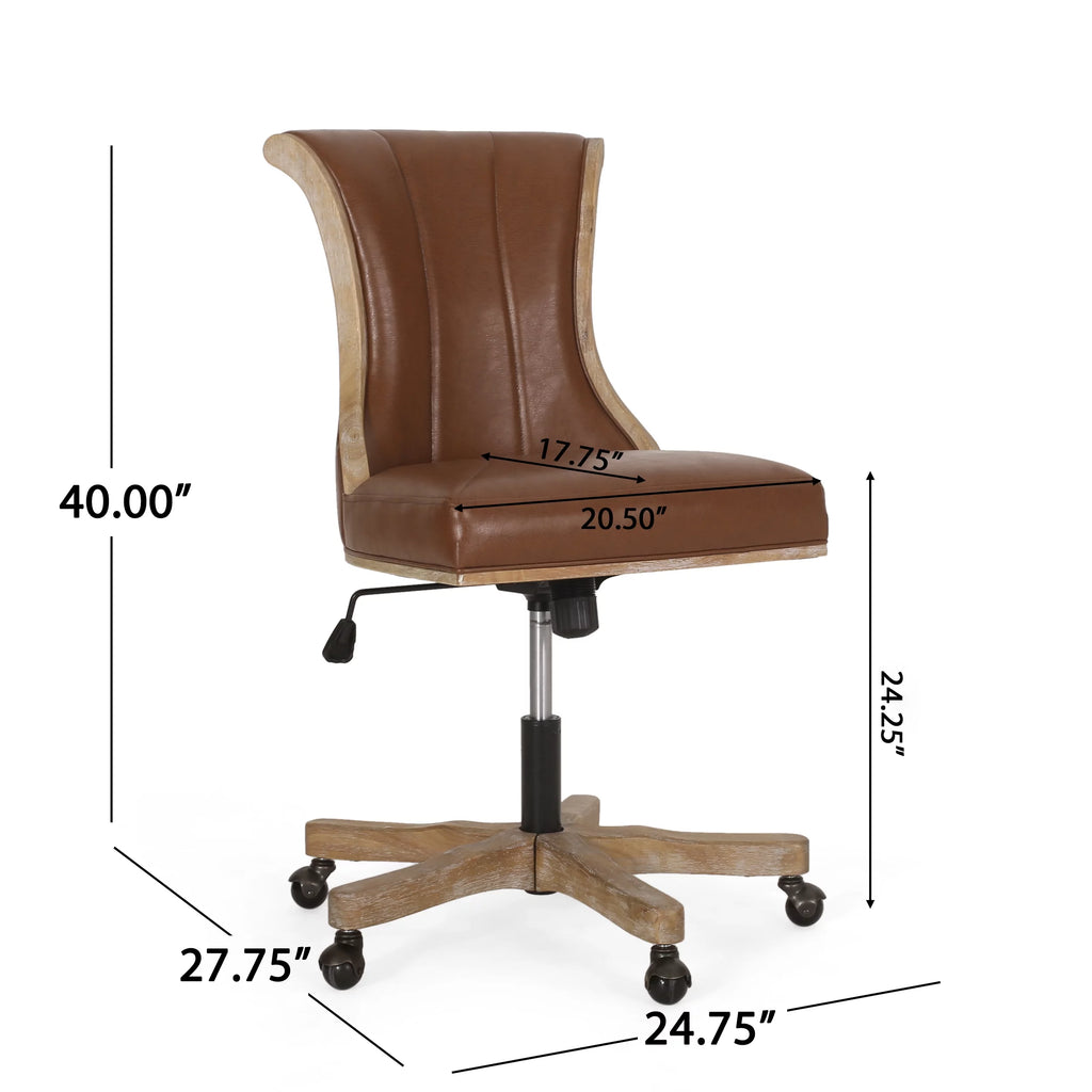 Cognac Brown Upholstered Swivel Office Chair C422