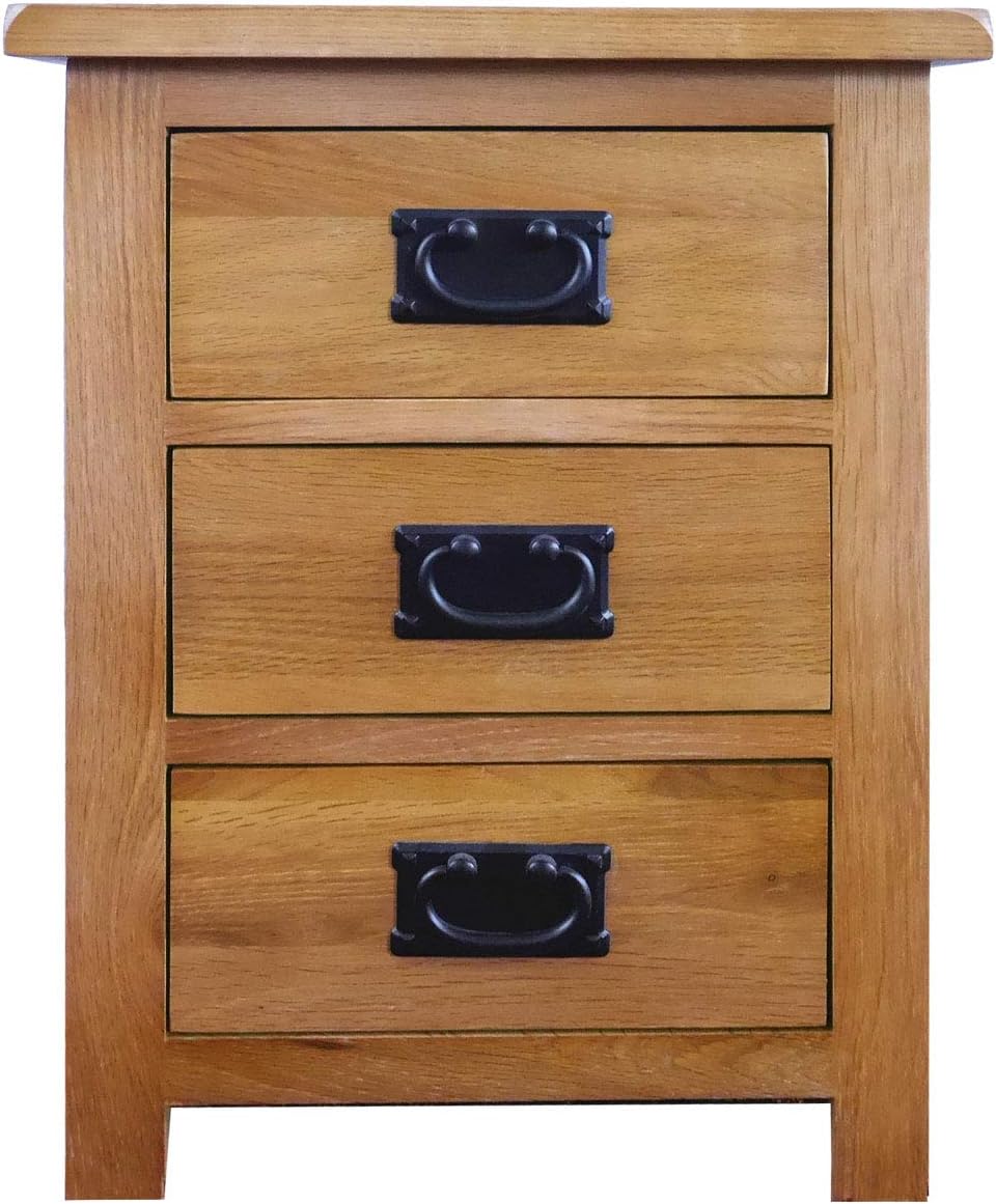 Oak Nightstand with Drawer, 3 Drawers Cabinet Board Nightstands L47228