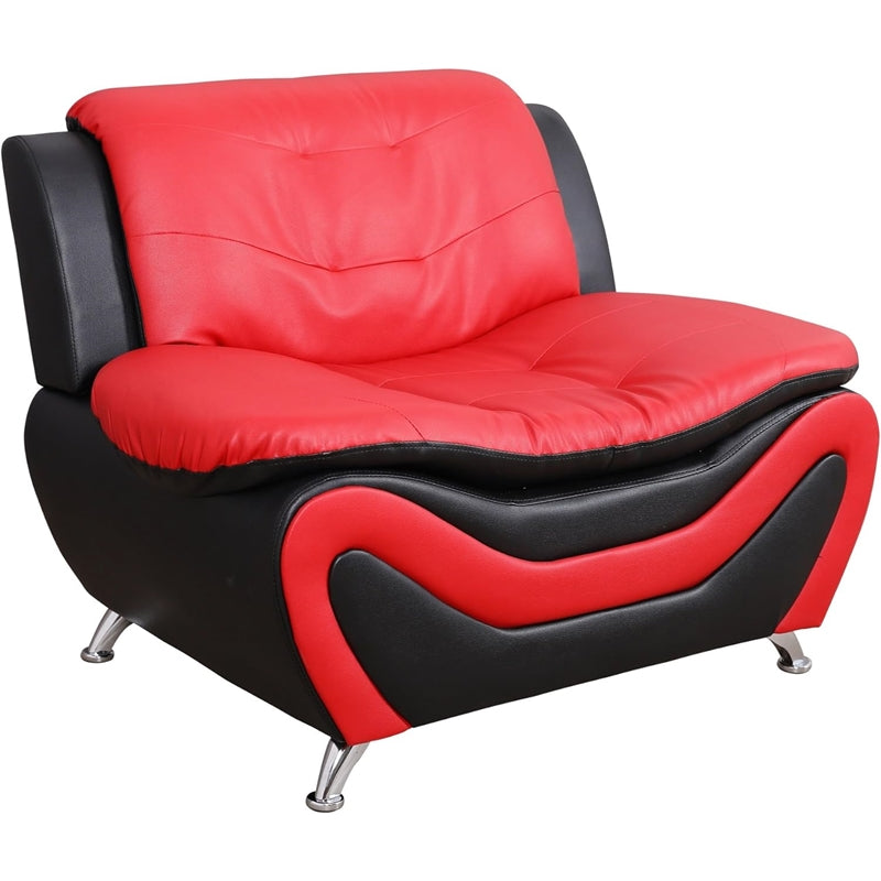 2 Piece Set Faux Leather Black & Red B546641