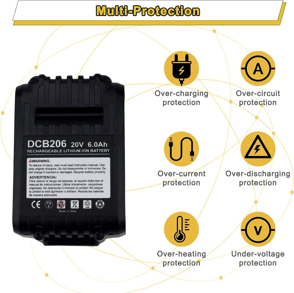 6.0Ah 20 Volt DCB206 Battery 4 Packs I869