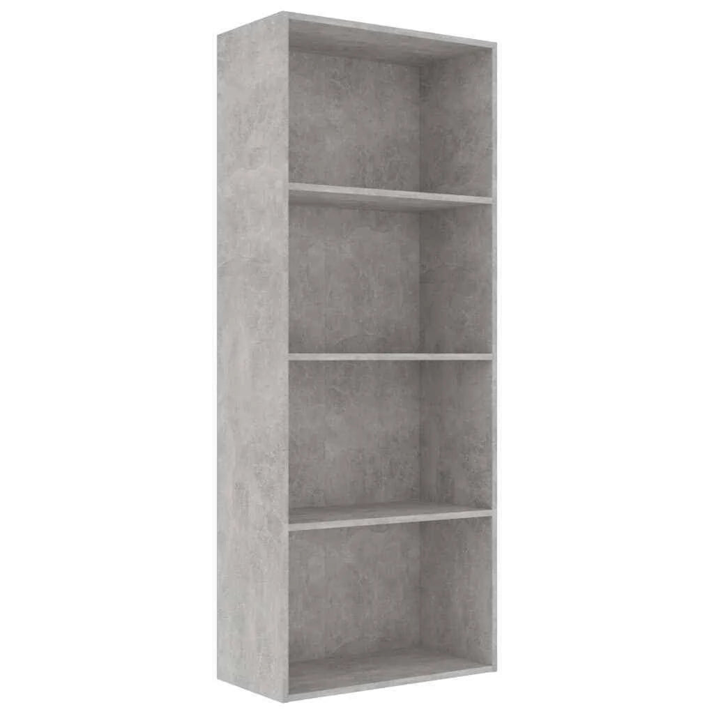 4-Tier Book Cabinet Concrete Gray Chipboard O639