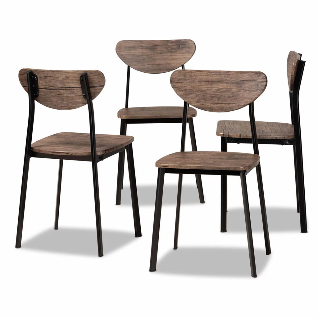 Brown Wood and Black Dining Chair Set of 4 Y956995