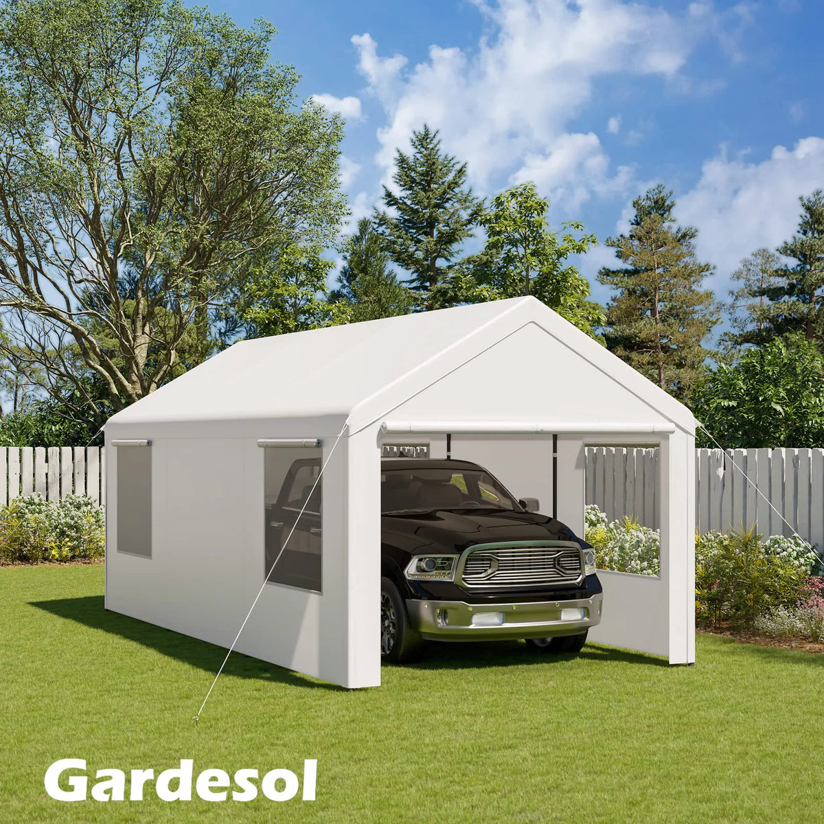 12'x20' Heavy Duty Carport with Removable Sidewalls & Doors Y1648