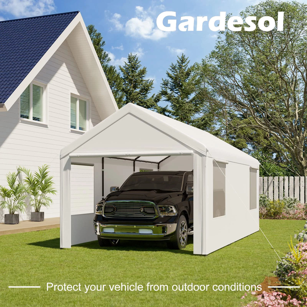 12'x20' Heavy Duty Carport with Removable Sidewalls & Doors Y1648