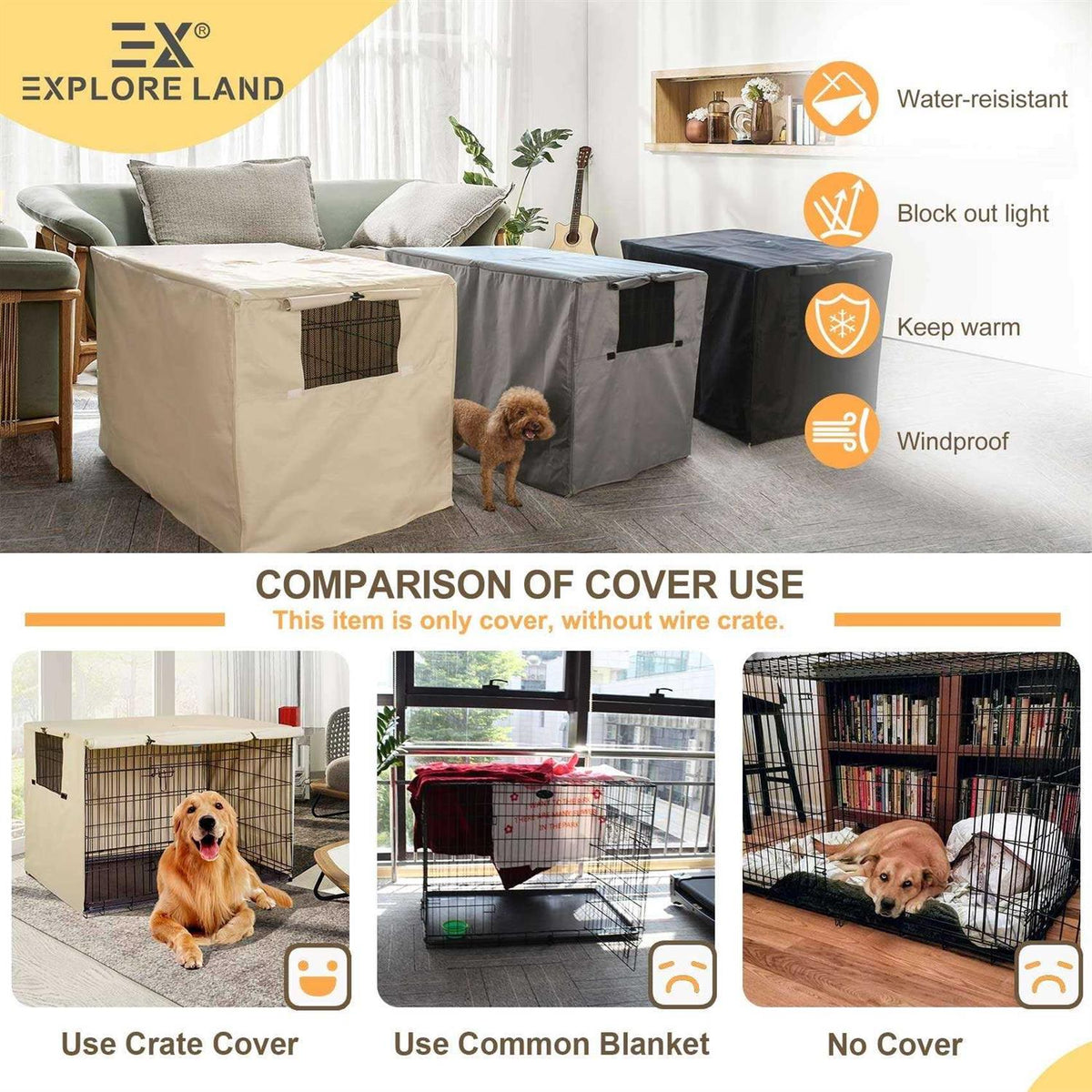 Dog Crate Cover Polyester Pet Kennel Cover T3467