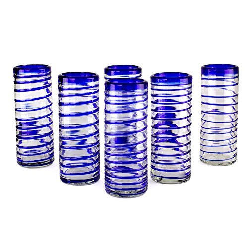 Cobalt Spiral Highball Glasses Set of 6 Q3614