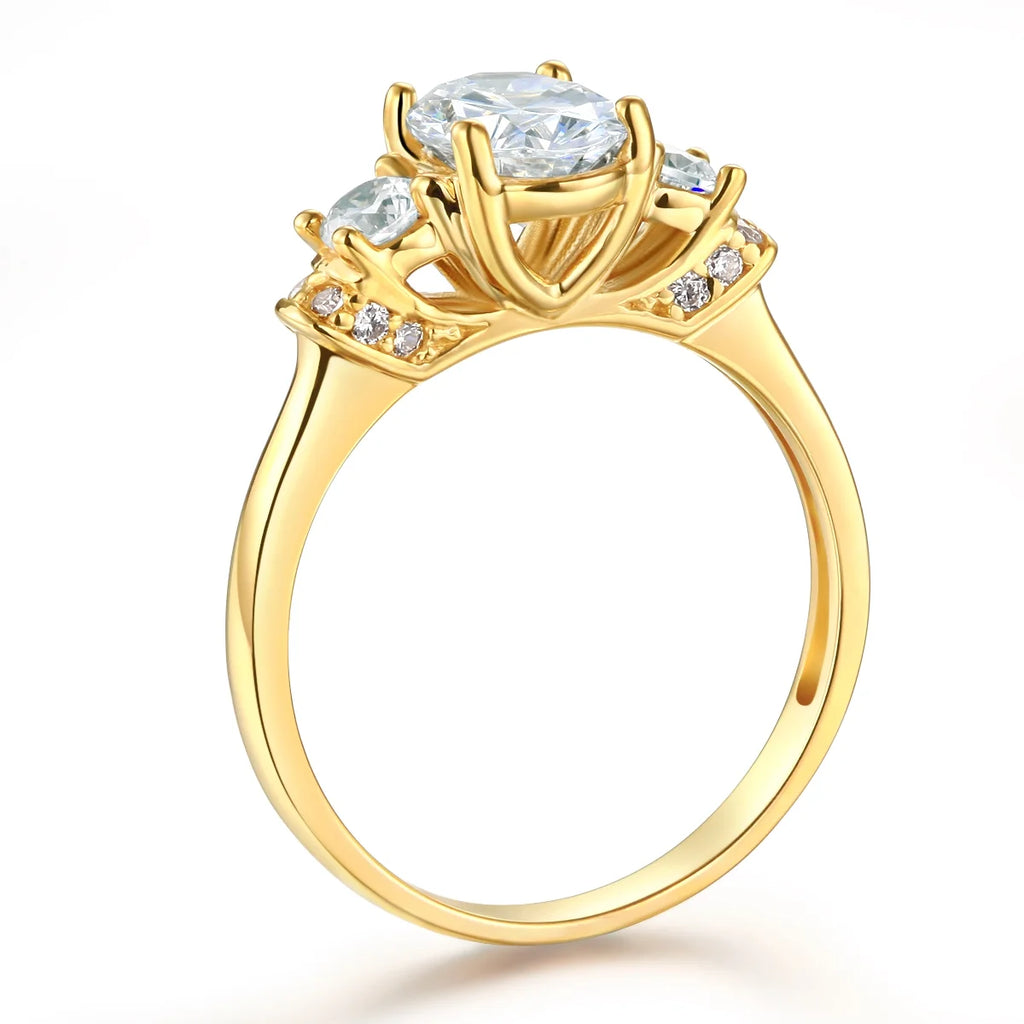 14k Yellow Gold CZ Oval Cut Three Stone Engagement Ring R688627