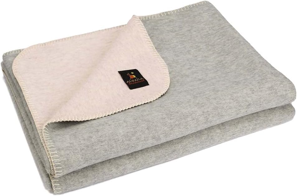Twin Alpaca Wool Blanket in Orange - Dark Brown Stripes O891677
