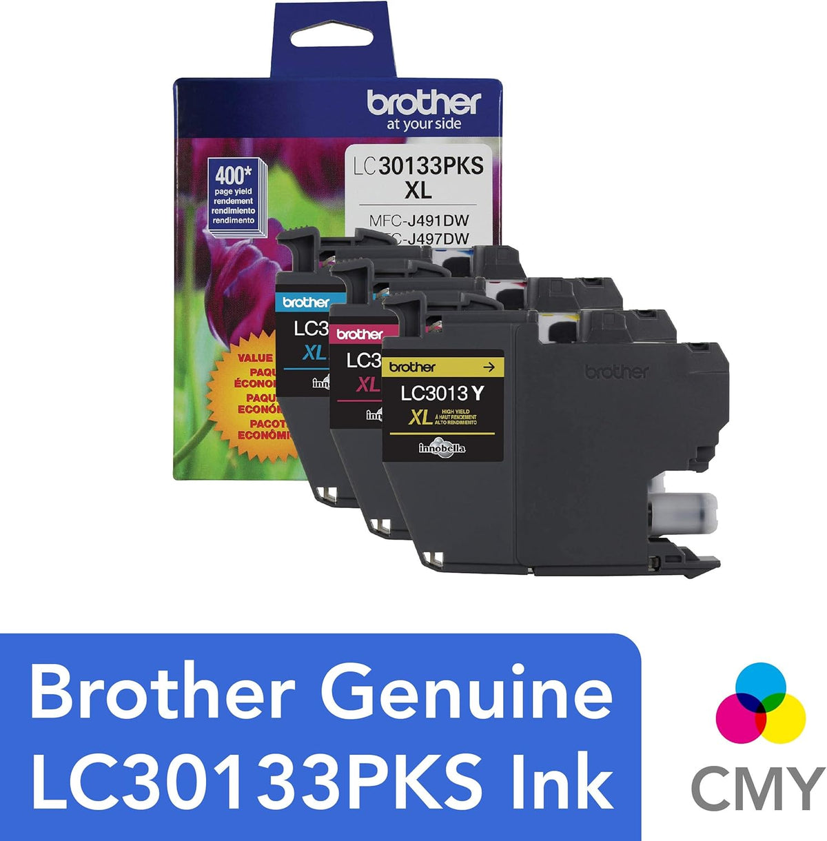 3-Pack High Yield Color Ink Cartridges, Magenta and Yellow, LC3013 Ink Yellow D26839