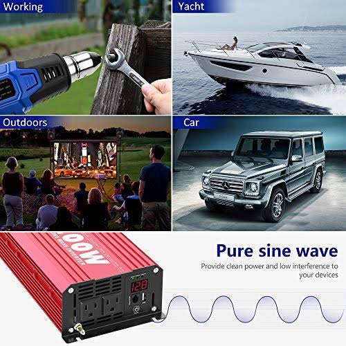 1200W Pure Sine Wave Power Inverter DC 12V to AC 120V with Remote Control USB Port LED Display N10625