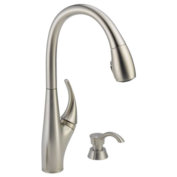 Single Handle Pull-Down Kitchen Faucet with Soap Dispenser, Stainless R4741