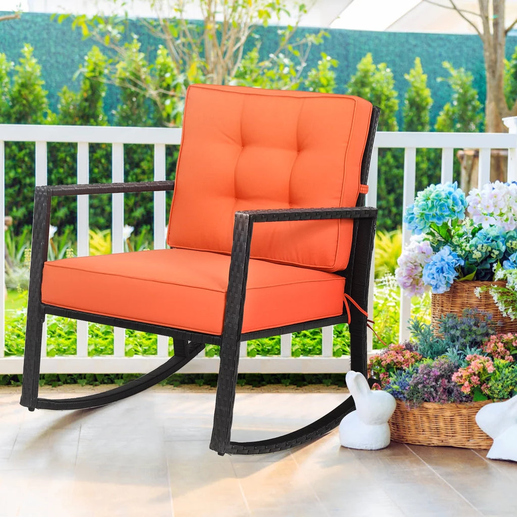 Outdoor Wicker Rocking Chair with Cushion T9949