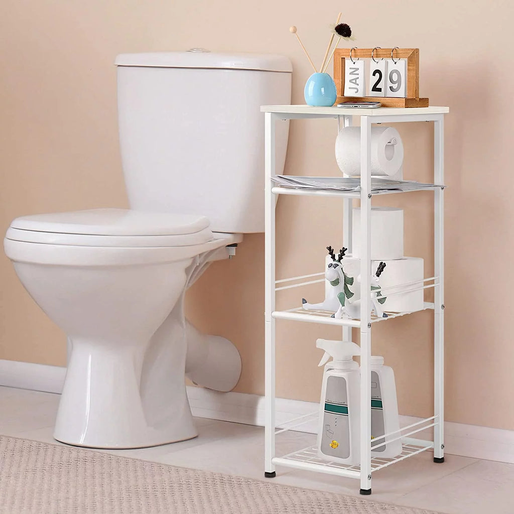 White 4 Tier Bathroom Storage Shelf H57185