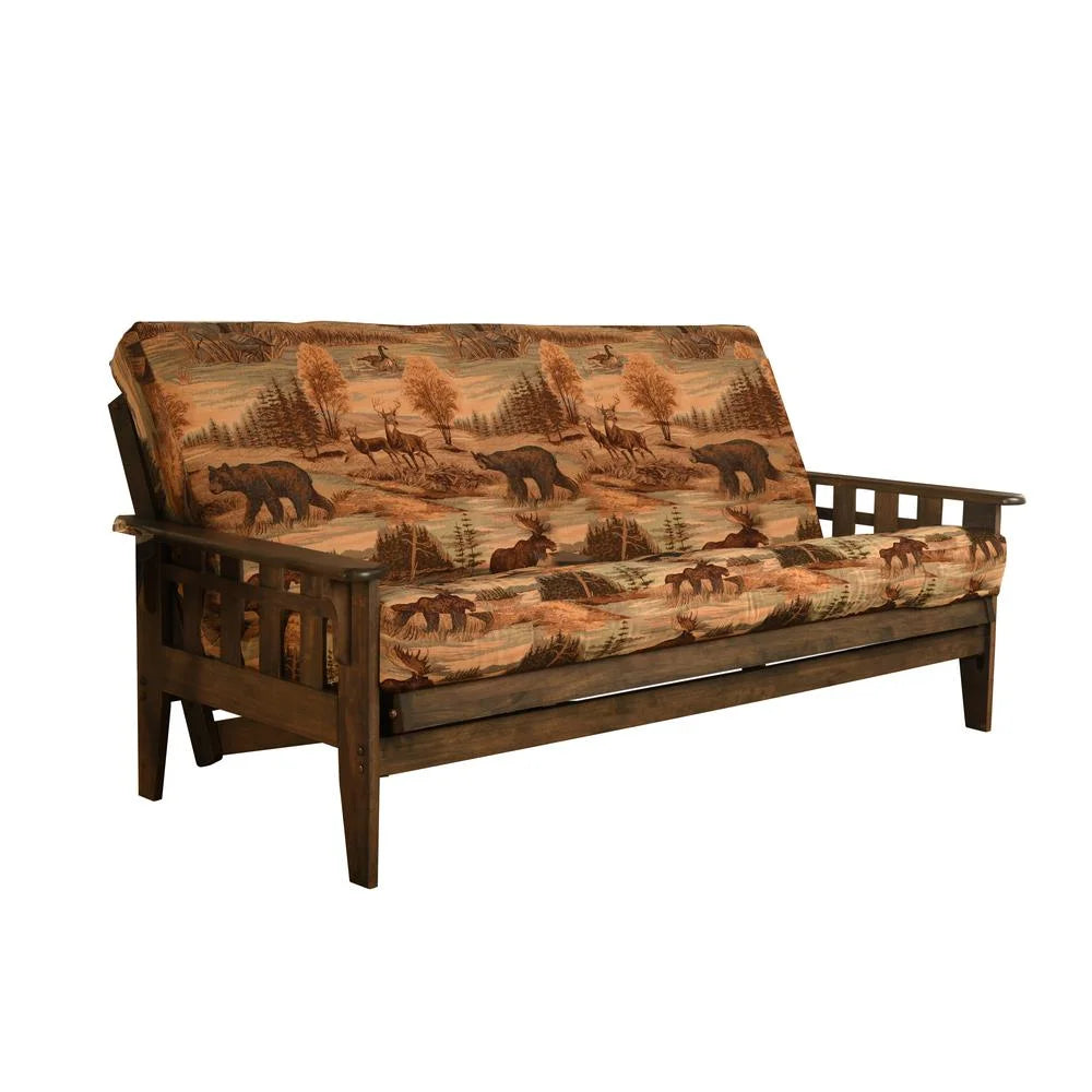 Rustic Walnut Futon with Mattress K67146
