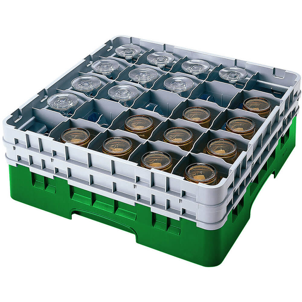25-Compartment Glass Rack with 5 Gray Extenders F33428