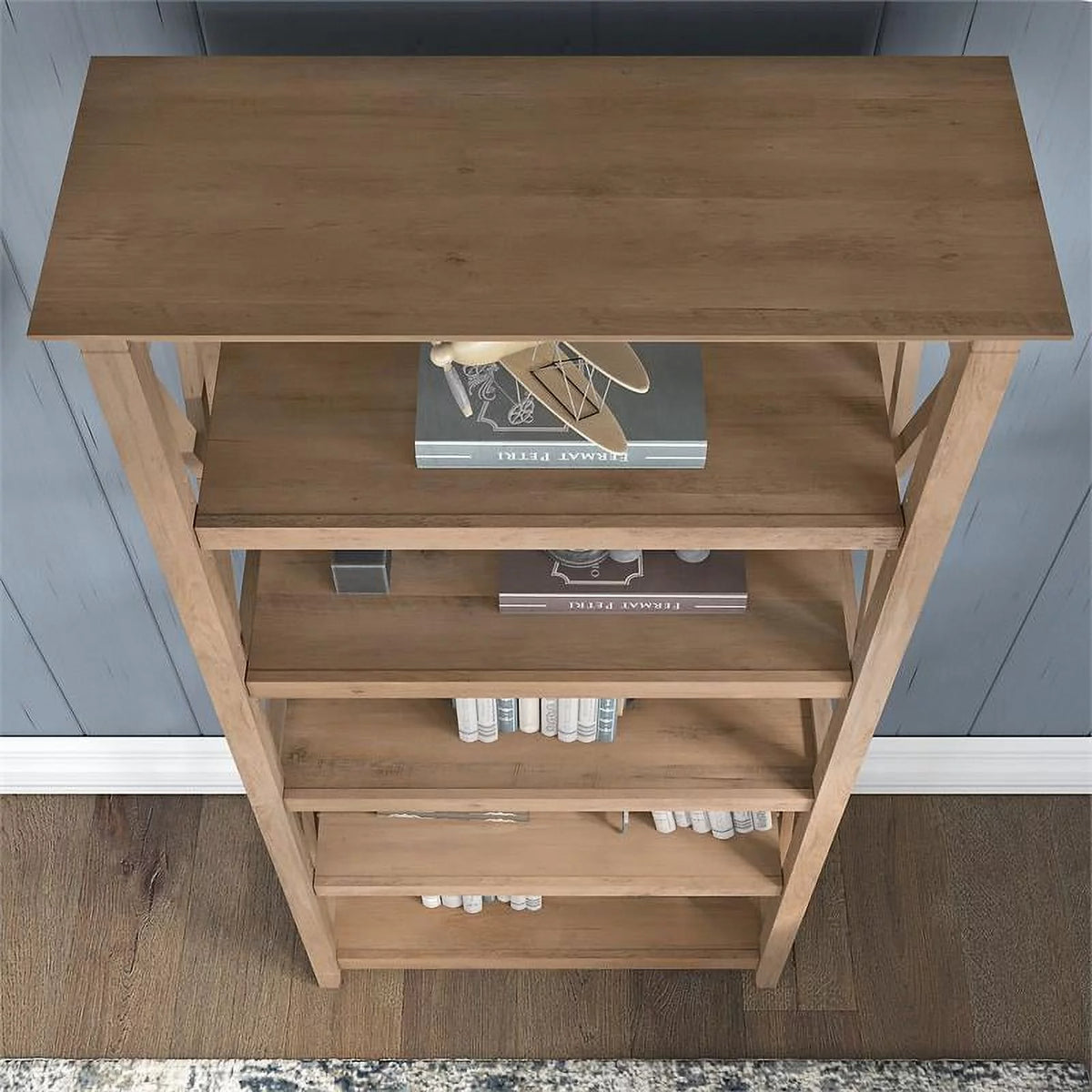 5-Shelf Reclaimed Pine Wood Bookcase C993