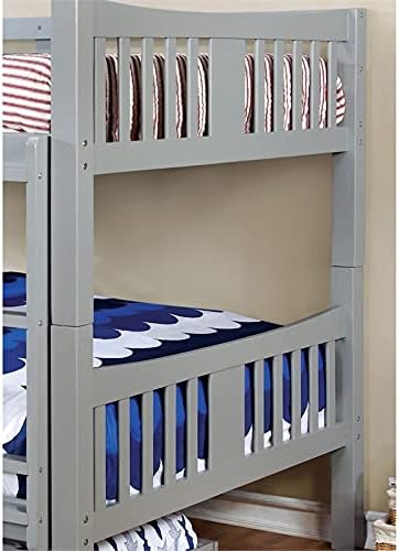 Twin Over Twin Wood Bunk Bed in Gray U85087