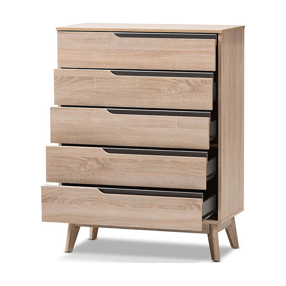 Oak and Grey Wood 5-Drawer Chest I6646