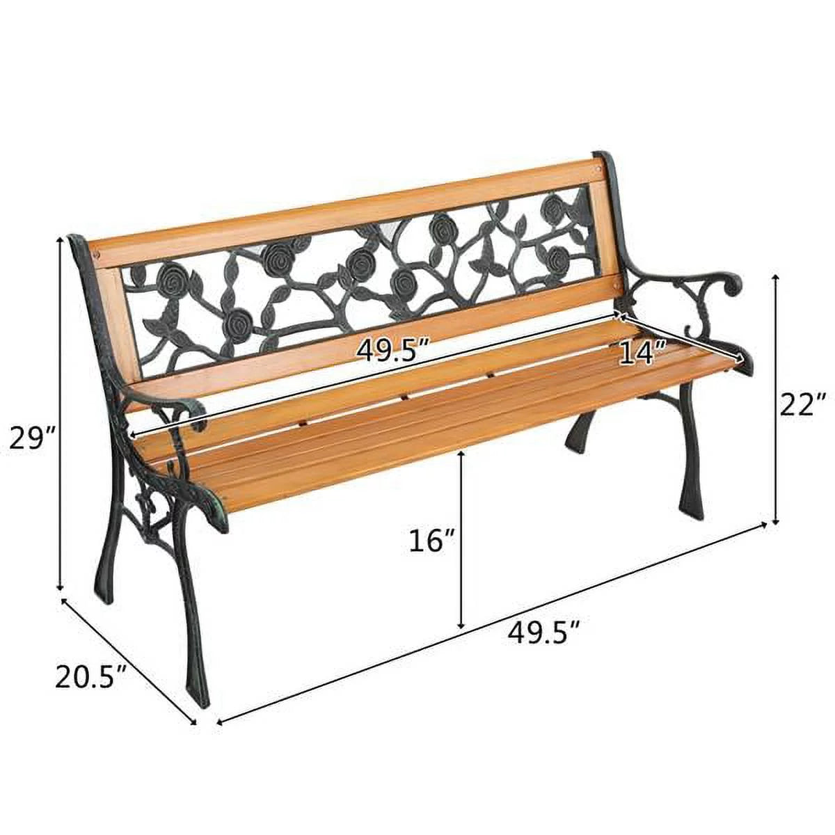49" Hardwood Cast Iron Garden Bench L47065