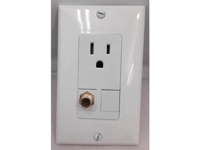 White Single Gang Wall Plate with Coax Cable TV F-Type A4907