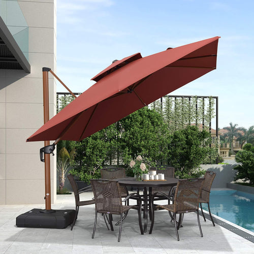 10ft Beige Cantilever Patio Umbrella D31331