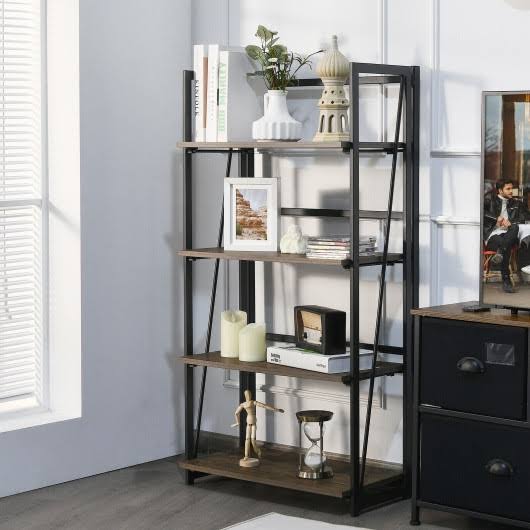 4-Tier Folding Industrial Bookshelf V13200
