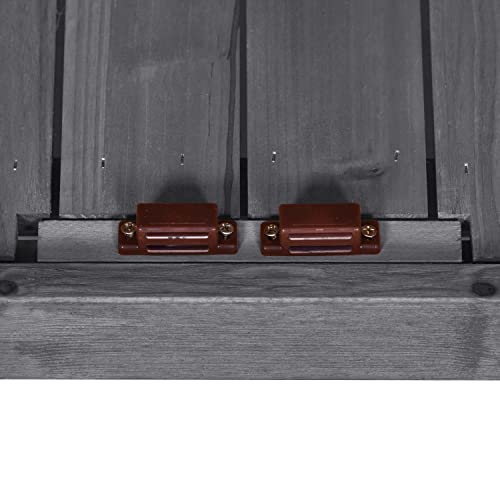 39" Outdoor Wooden Potting Bench Table with 2 Shelves and Storage Cabinet (Black) I54497