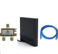 Dual-Tuner Local Channel Streamer with DVR Bundle with Cat5e UTP Cable and Coaxial Cable Splitter Y8098